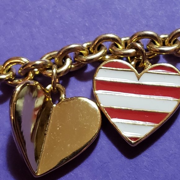 Enameled Valentine-themed charm bracelet